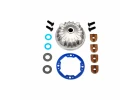 Traxxas Housing center differential (Aluminium)/ x-ring gaskets (2)/ ring gear gasket/ bushings (2)/ 5x10x0.5mm PTFE-coated washers (2)/ 2.5x8 CCS (4)