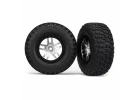 Traxxas Tires wheels assembled glued (S1 ultra-soft off-road racing compound) (SCT Split-Spoke satin chrome black beadlock style wheels BFG Mud-Terrain tires foam inserts) (2) (4WD front/rear 2WD rear only)