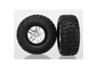 Traxxas Tires wheels assembled glued (SCT Split-Spoke satin chrome black beadlock style wheels Kumho tires foam inserts) (2) (4WD front/rear 2WD rear only)