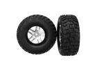 Traxxas Tires wheels assembled glued (SCT Split-Spoke satin chrome black beadlock style wheels Kumho tires foam inserts) (2) (4WD front/rear 2WD rear only) ** CLEARANCE **