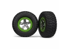 Traxxas Tires wheels assembled glued (SCT chrome green beadlock wheel BFGoodrich Mud-Terrain T/A KM2 tire foam inserts) (2) (4WD front/rear 2WD rear only)