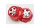 Traxxas Wheels SCT satin chrome red beadlock style dual profile (1.8 inner 1.4 outer) (2)