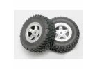 Traxxas Tires and wheels assembled glued (SCT satin chrome wheels SCT off-road racing tires foam inserts) (1 each right left)
