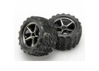 Traxxas Tires and wheels assembled glued (Gemini black chrome wheels Talon tires foam inserts) (2)