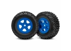 Traxxas Tires and wheels assembled glued (SCT blue wheels SCT off-road racing tires) (1 each right left)