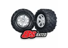 Traxxas MAXX AT Tyres Pre Glued on Satin Chrome X-MAXX Wheels (2)