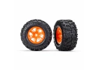 Traxxas MAXX AT Tyres Pre Glued on Orange X-MAXX Wheels (2) ** CLEARANCE **