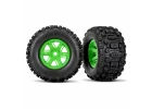 Traxxas X-MAXX Sledgehammer Tyres Pre Glued on Green Wheels (2)