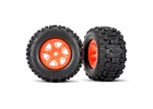 Traxxas X-MAXX Sledgehammer Tyres Pre Glued on Orange Wheels (2)