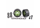 Traxxas Wheels, wheelie bar, 6061-T6 aluminium (green-anodised) (2)/ axle, wheelie bar, 6061-T6 aluminium (2)/ 10x15x4 ball bearings (4)