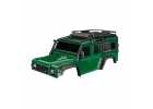 Traxxas Body, Land Rover Defender, Green (complete with ExoCage, fuel canisters, jack, spare tyre mount + clipless mounting)