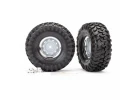 Traxxas Tires and wheels assembled glued (1.9 chrome wheels Canyon Trail 1.9 tires) (2)/ center caps (2)/ decal sheet (requires 8255A extended stub axle)