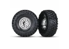 Traxxas Tires and wheels assembled glued (1.9 chrome wheels Canyon Trail 1.9 tires) (2)/ center caps (2)/ decal sheet (requires 8255A extended stub axle)