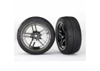 Traxxas Tires and wheels assembled glued (split-spoke black chrome wheels 1.9 Response tires) (front) (2)