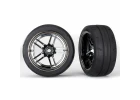 Traxxas Tires and wheels assembled glued (split-spoke black chrome wheels 1.9 Response tires) (extra wide rear) (2)