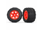 Traxxas Tires wheels assembled glued (orange wheels Talon EXT tires foam inserts) (2) (17mm splined) (TSM rated)