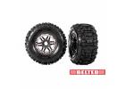 Traxxas Sledgehammer Belted Tyres Glued on Black Chrome 3.8 Wheels - 17mm Hex (2)