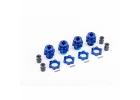 Traxxas Wheel hubs, splined, 17mm, short (blue-anodised) (4)/ wheel nuts, splined, 17mm (blue-anodised) (4)/ hub retainer M4 X 0.7 (4)/ axle pin (4) (for use with 9080 upgrade kit)