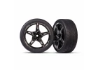 Traxxas Tyres and wheels, assembled, glued (split-spoke black chrome wheels, 19 Response Tyres) (front) (2)