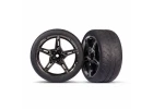 Traxxas Tyres and wheels, assembled, glued (split-spoke black chrome wheels,19 Response Tyres) (extra wide, rear) (2)