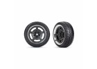 Traxxas Tyres and wheels, assembled, glued (black with chrome wheels, 19 Response Tyres) (front) (2)
