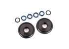 Traxxas Wheels, wheelie bar, 6061-T6 aluminium (gray-anodised) (2)/ 5x8x2.5mm ball bearings (4)/ o-rings (2)/ 5x8x0.3mm TW (2)