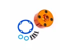 Traxxas Carrier, differential (aluminium, orange-anodised)/ differential bushing/ ring gear gasket/ 3x10mm CCS (4)
