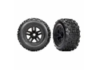 Traxxas Tyres and wheels, assembled, glued (38in black wheels, Sledgehammer Tyres, foam inserts) (2)