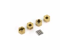 Traxxas Wheel hubs, 7mm hex (brass) (4)/ axle pins (8)