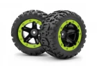 Blackzon Slayer Wheels and Tyres (Black/Green) (2)