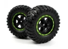 Smyter Desert Wheels/Tires Assy (Black/Green/2pcs)