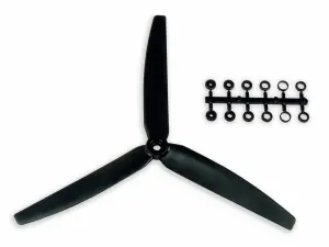 GWS Scale Prop 10X6 3-Blade Black Opp/Rotation