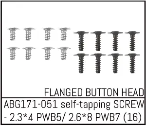 Absima Button Head Screw M2.3*4 (8) / M2.6*8 (8)
