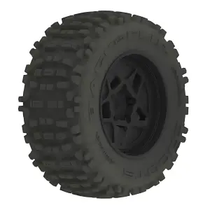ARAC8795 Arrma DBoots Back Flip MT 6S Tire Set Glued on 17mm Hex Black Wheels - 1 Pair