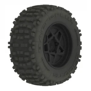 ARAC8795 Arrma DBoots Back Flip MT 6S Tire Set Glued on 17mm Hex Black Wheels - 1 Pair