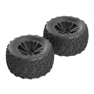 ARAC9612 Arrma DBoots Copperhead MT 6S Tyres Pre Glued on Black 17mm Hex Wheels (2)
