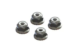 ARAC9699 Flanged Nyloc Locknut 4mm Silver (4)