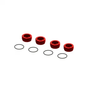 Aluminium Front Hub Nut Red (4) inc O-Rings