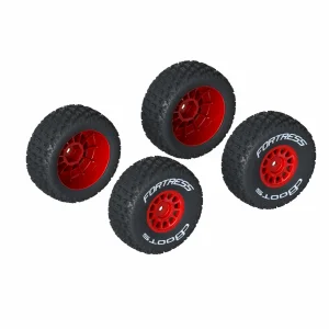 dBoots FORTRESS Tire Set Glued - Red (2 Pairs)