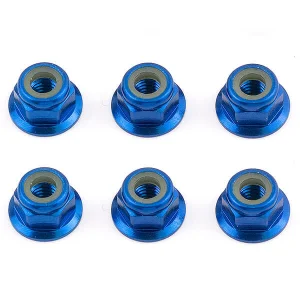 Associated Factory Team M4 Locknuts - Blue Aluminium Flanged