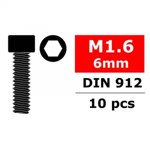 Corally Steel Screws M1.000 - 6 X 6mm Hex Socket Head 10 Pcs