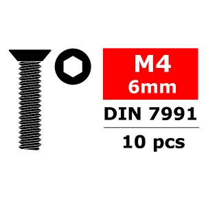 Corally Steel Screws M4 X 6mm Hex Flat Head 10 Pcs
