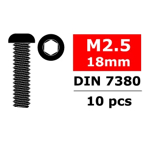 Corally Steel Screws M2. 5 X 18mm Hex Button Head 10