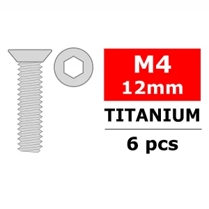 Corally Titanium Screws M4 X 12mm Hex Flat Head 6 PC