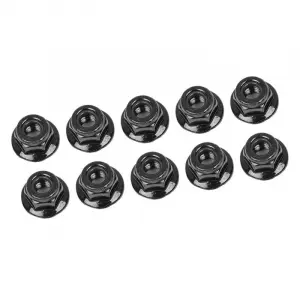 Corally Steel Nylstop Nut M4 Flanged/Serrated - Black (10)