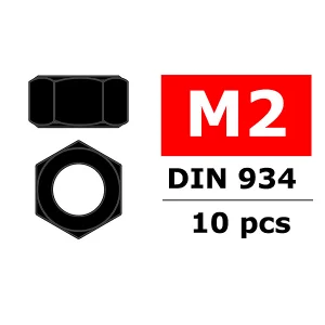 Corally Steel Nut M2 Black Coated 10 Pcs