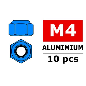 Corally Aluminium Nylstop Nut M4 Blue 10 Pcs