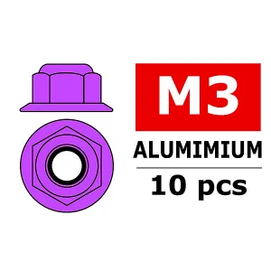 Corally Aluminium Nylsto P Nut M3 Flanged Purple 10