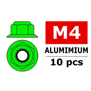 Corally Aluminium Nylsto P Nut M4 Flanged Green 10