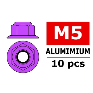 Corally Aluminium Nylsto P Nut M5 Flanged Purple 10